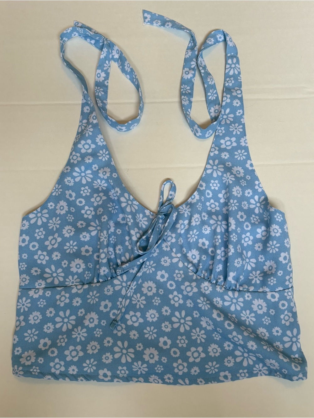 Hollister Floral Halter Top Blue Size M
